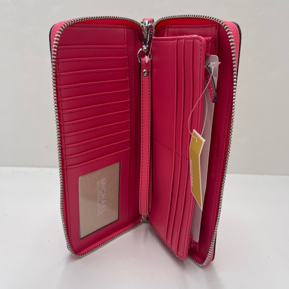 MICHAEL KORS Jet Set Large Signature Logo Continental Wallet Wristlet Phone NWT - Picture 15 of 16